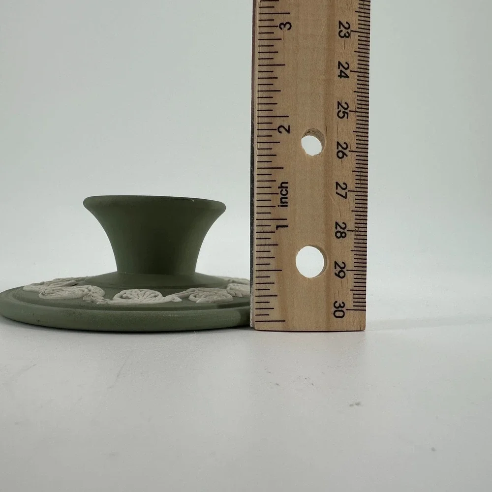 Vintage Wedgwood Sage Green Jasperware‎ Candle Base 'Made in England' - Picture 4 of 5